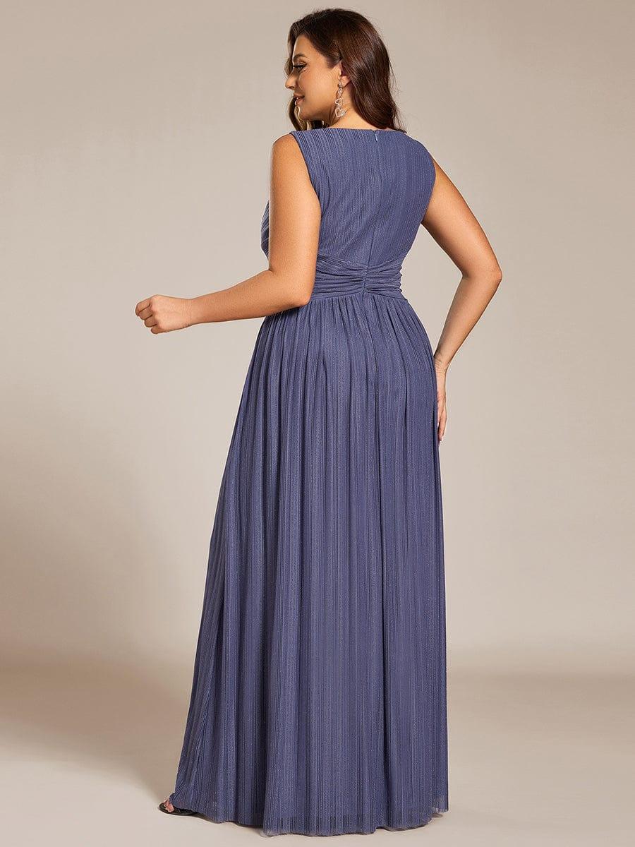 Plus Size A-Line Sleeveless V-Neck Pleated Empire-Waist Formal Evening Dress