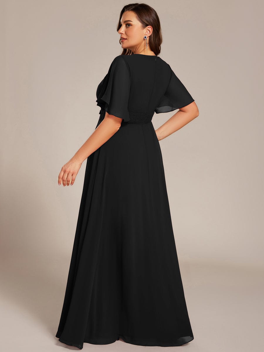Plus Size A-Line Pleated Empire-Waist Applique Chiffon Formal Dress
