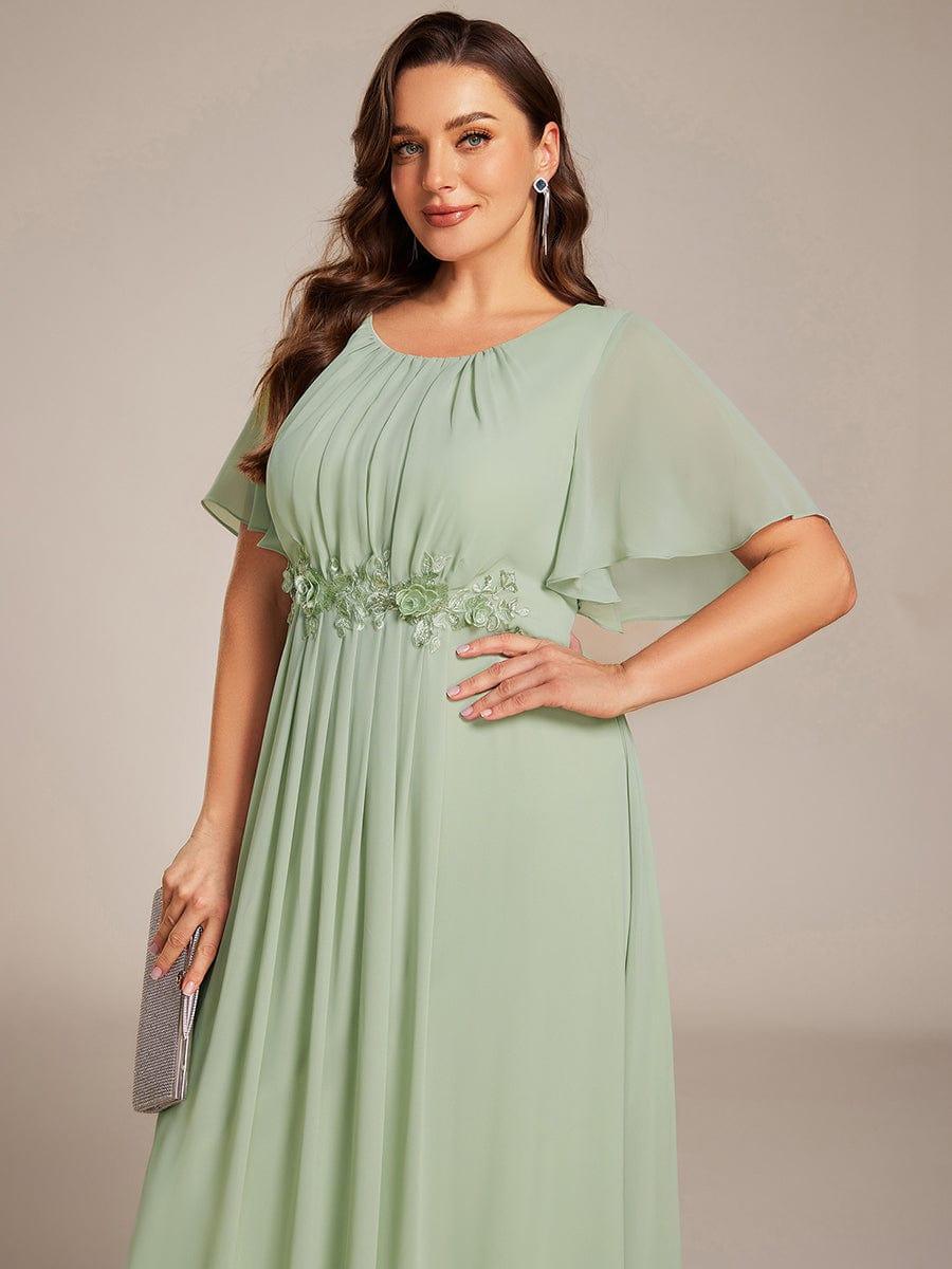 Plus Size A-Line Pleated Empire-Waist Applique Chiffon Formal Dress
