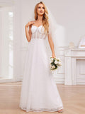 Spaghetti Strap Sequin  A-Line See-Through Sparkly Formal Evening Dress