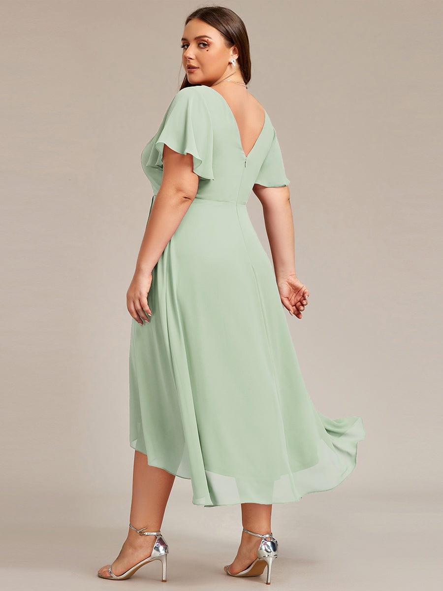 A-Line Plus Size Chiffon Ruffle Short Sleeves Bridesmaid Dress