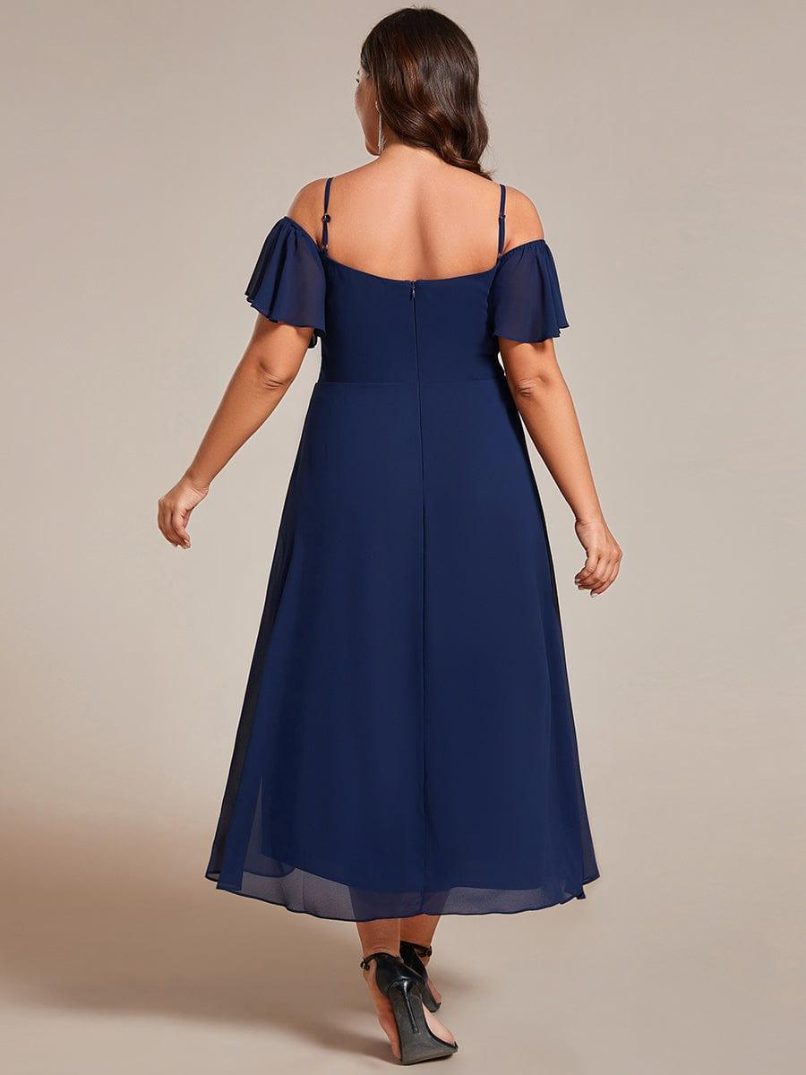 A-Line Cold Shoulder Sweetheart Ruffles Chiffon Wedding Guest Dress