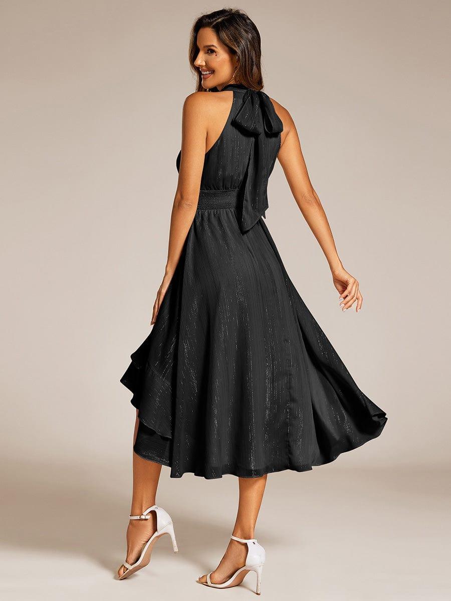 A-Line Ruffle Halter Neck Empire-Waist Sleeveless Wedding Guest Dress