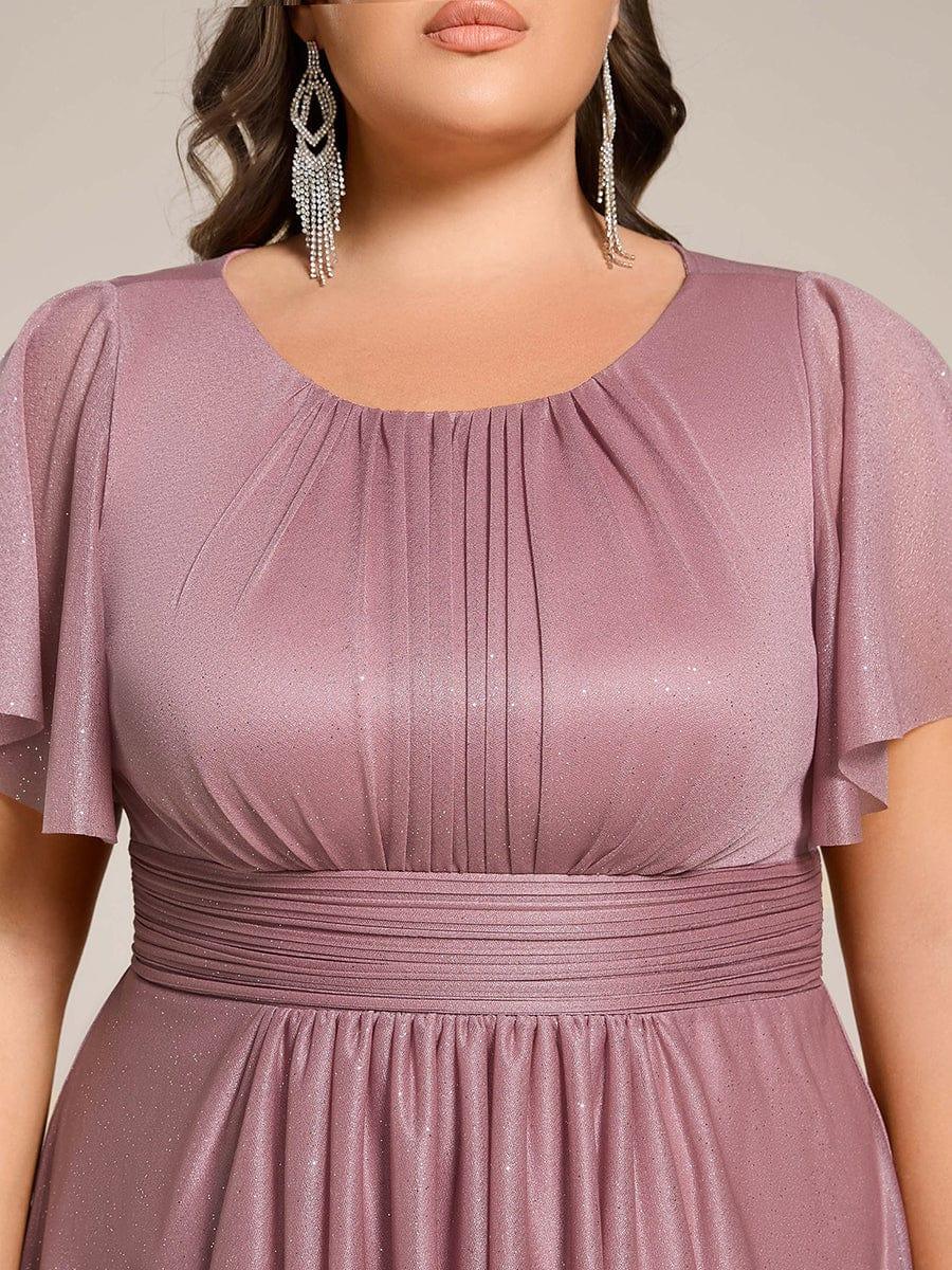 Plus Size A-Line Sequin Pleated Scoop Neck Wedding Guest Dress