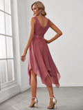 Stunning A-Line V-Neck Ruffles Sleeveless Prom Lace Dress for Women
