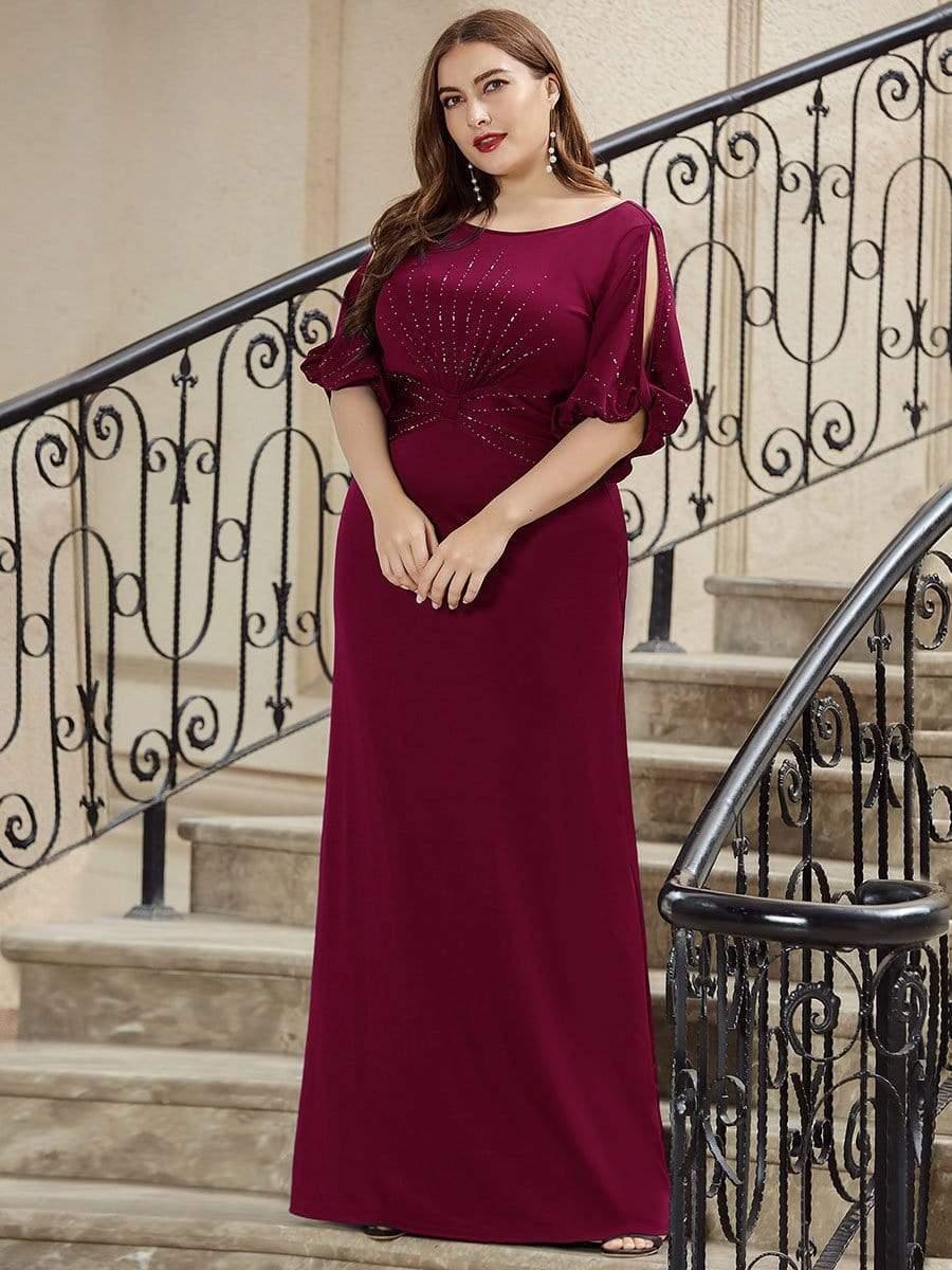 Sheath Round Neck Bodycon Empire-Waist Half Sleeve Formal Dress