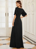 Trendy Sheath Round Neck Half Sleeves Wedding Guest Dress
