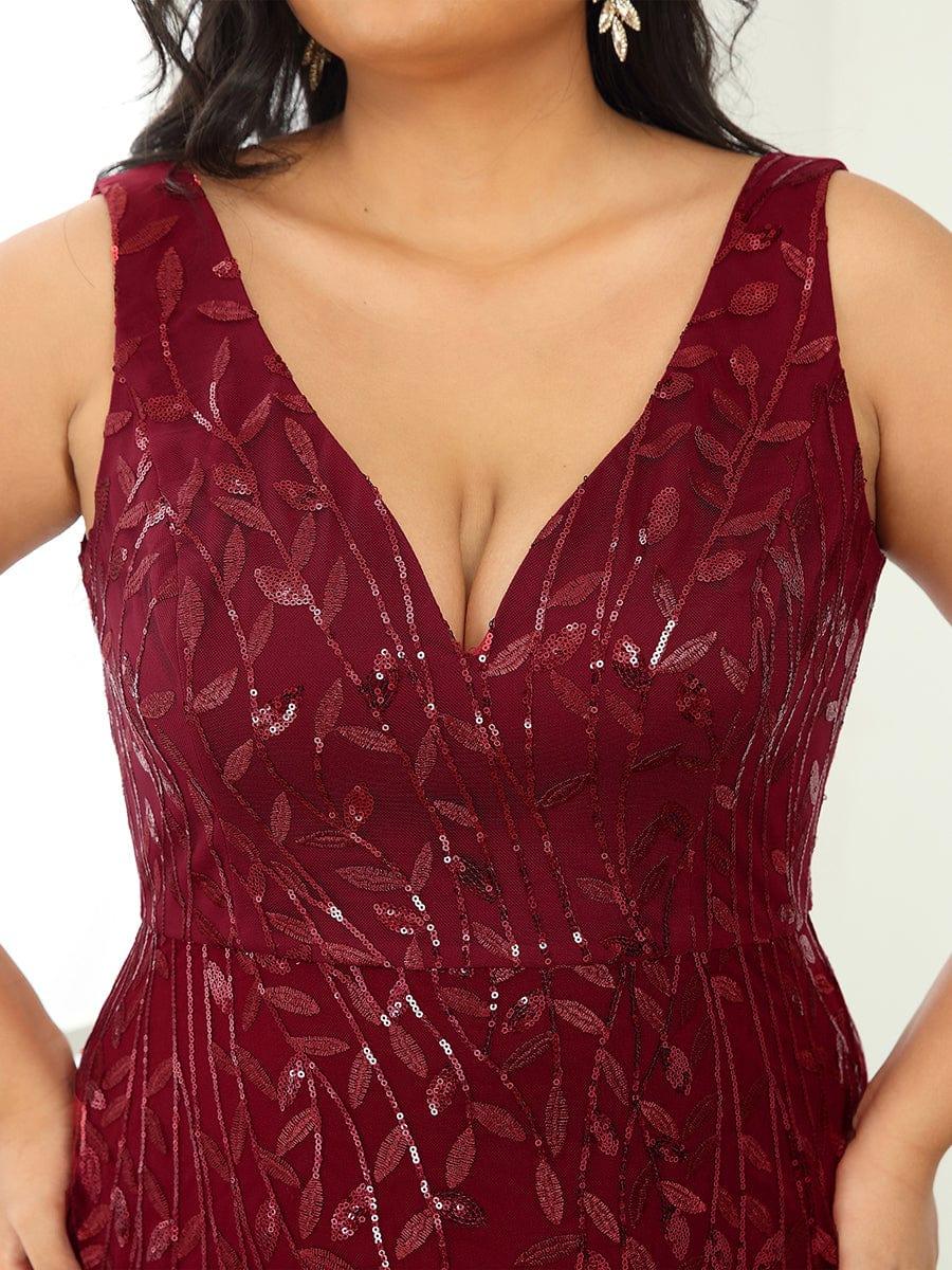 Plus Size Mermaid V-Neck Sequined Appliques Formal Dresses & Gowns
