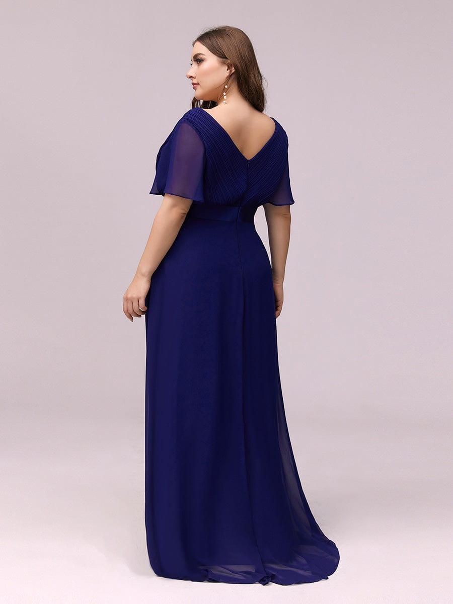Plus Size A-Line Empire-Waist Short Sleeve Chiffon Evening Dress