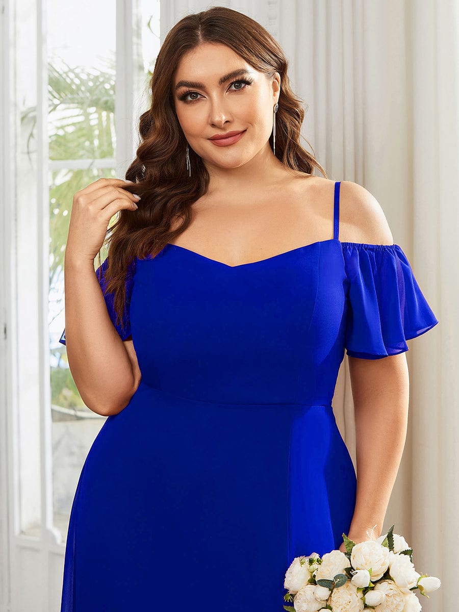 A-Line Spaghetti Straps High Slit Sweetheart Chiffon Bridesmaid Dress