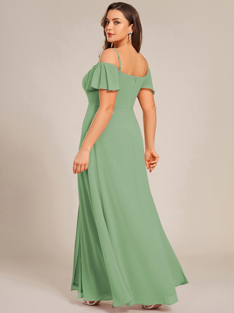A-Line Spaghetti Straps High Slit Sweetheart Chiffon Bridesmaid Dress