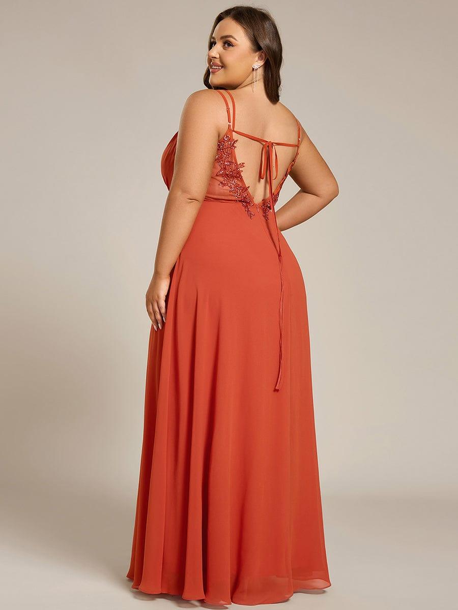 Plus Size A-Line Straps Empire-Waist Chiffon Sleeveless Bridesmaid Dress