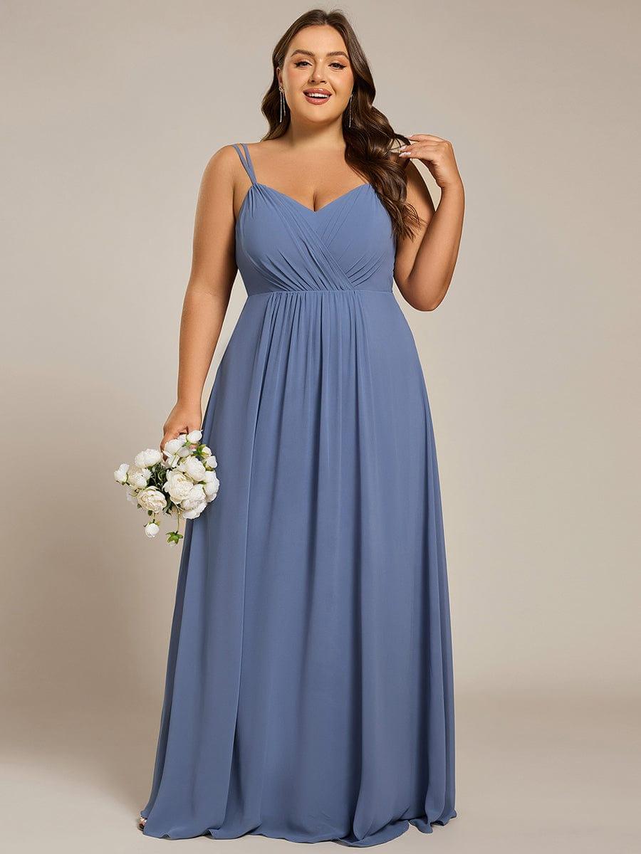 Plus Size A-Line Straps Empire-Waist Chiffon Sleeveless Bridesmaid Dress