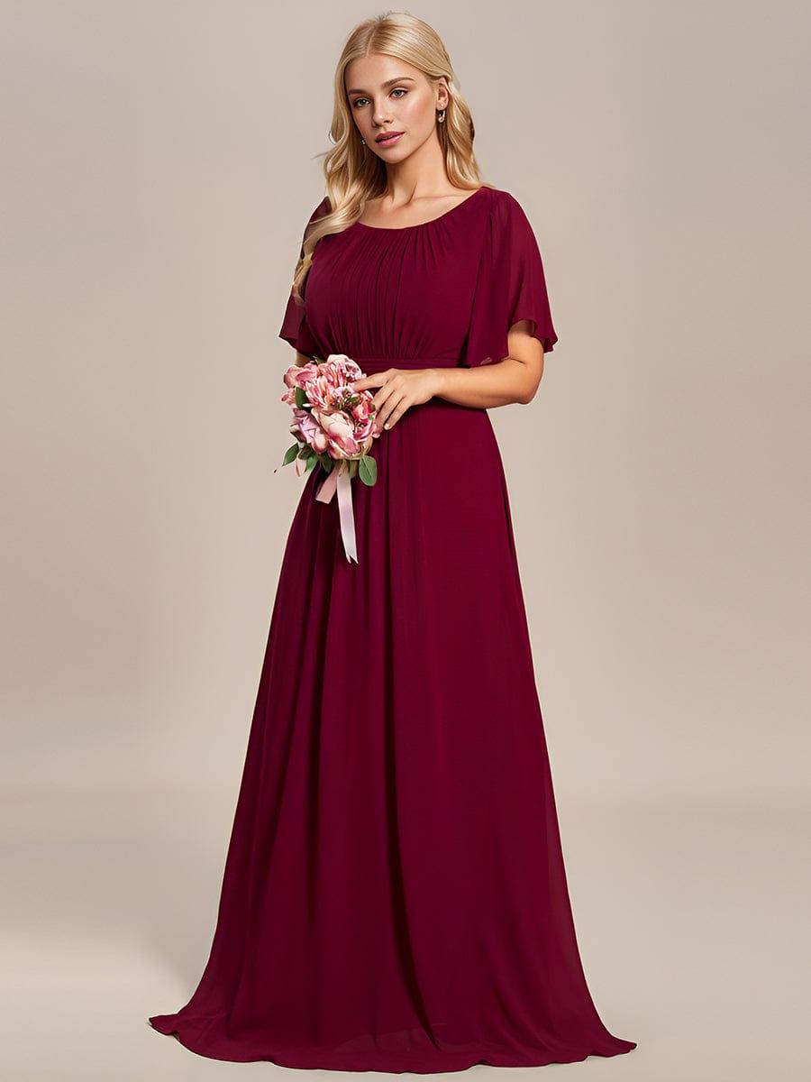 A-Line Simple Chiffon Scoop Neck Pleated Empire-Waist Bridesmaid Dress