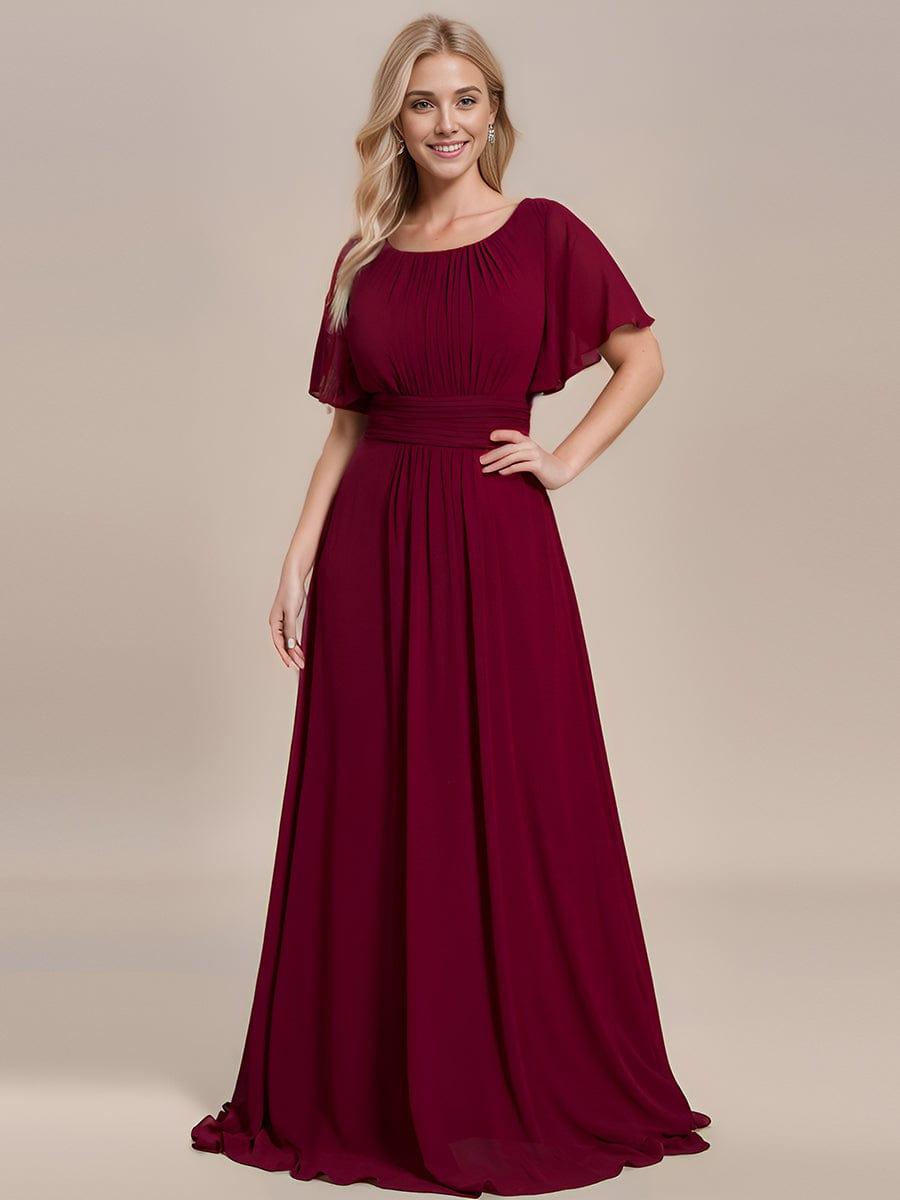 A-Line Simple Chiffon Scoop Neck Pleated Empire-Waist Bridesmaid Dress