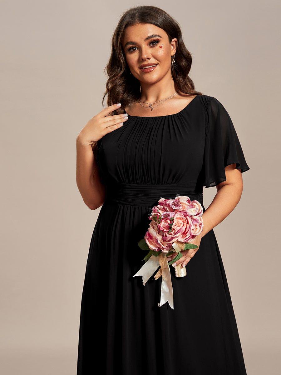 A-Line Simple Chiffon Scoop Neck Pleated Empire-Waist Bridesmaid Dress