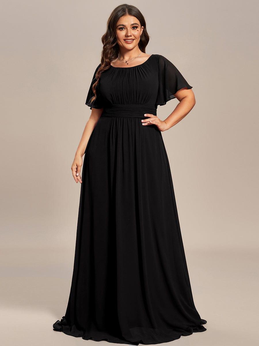 A-Line Simple Chiffon Scoop Neck Pleated Empire-Waist Bridesmaid Dress