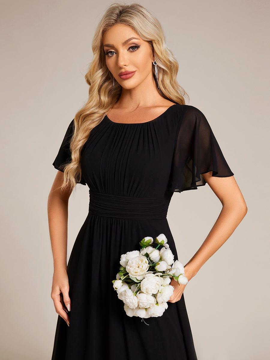 A-Line Simple Chiffon Scoop Neck Pleated Empire-Waist Bridesmaid Dress
