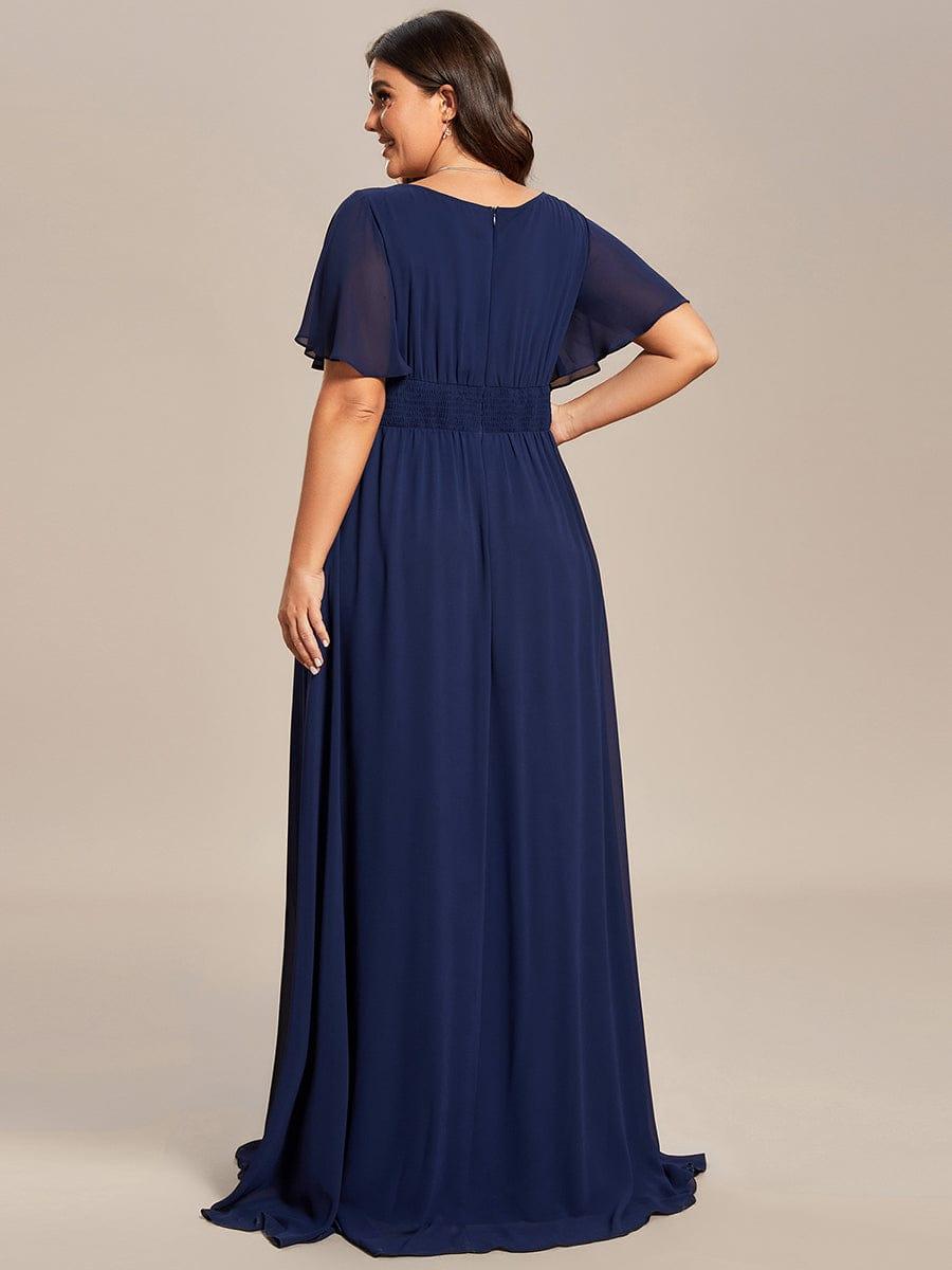 Plus Size A-Line Chiffon Pleated Empire-Waist Bridesmaid Dress with Sleeves