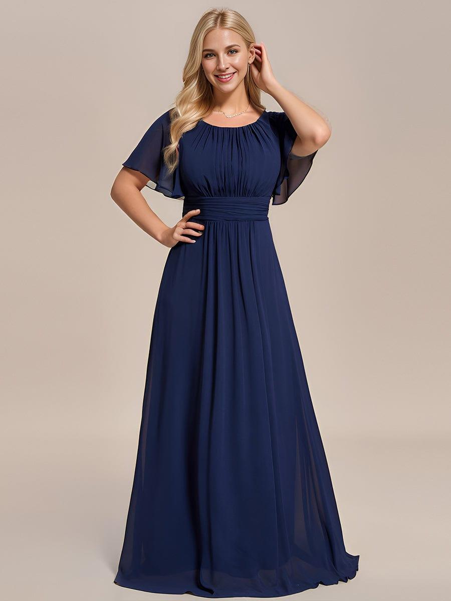 A-Line Simple Chiffon Scoop Neck Pleated Empire-Waist Bridesmaid Dress