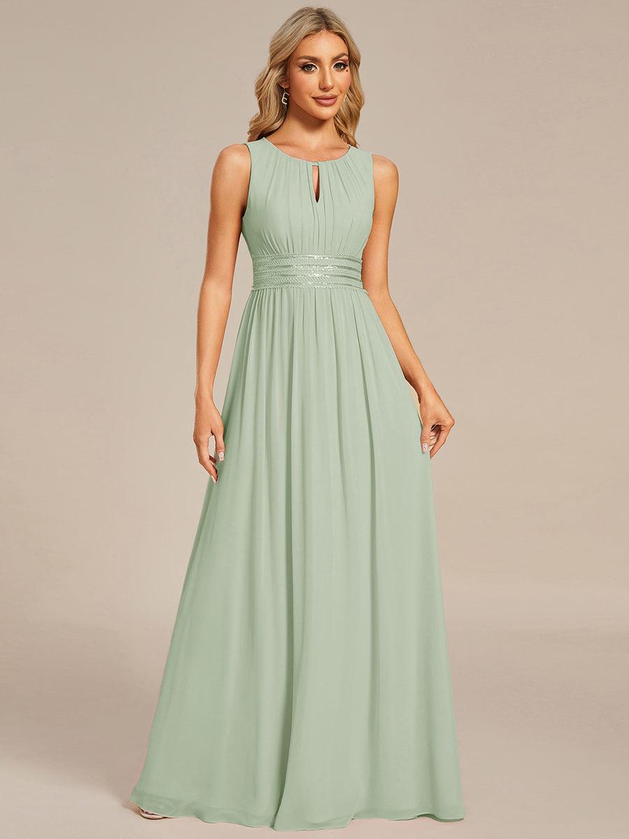 A-line Empire-Waist Sleeveless Chiffon Long Bridesmaid Dress 
