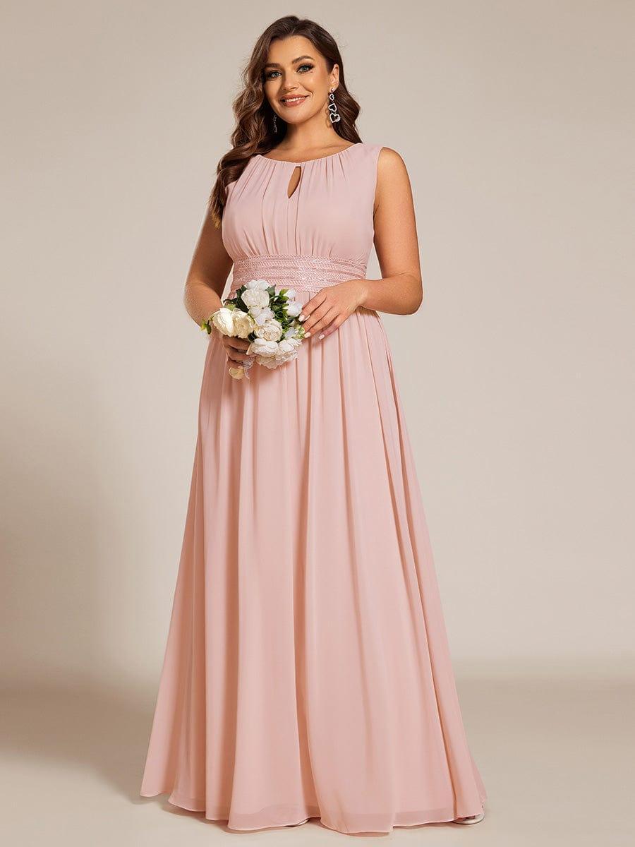 A-Line Sleeveless Pleated Empire-Waist Plus Size Chiffon Bridesmaid Dress