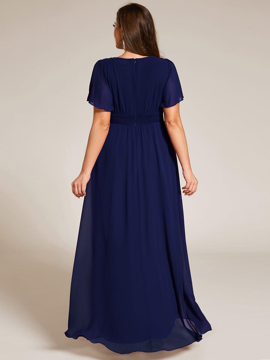 Plus Size A-Line Empire-Waist Short Sleeve Ruffles Chiffon Bridesmaid Dress