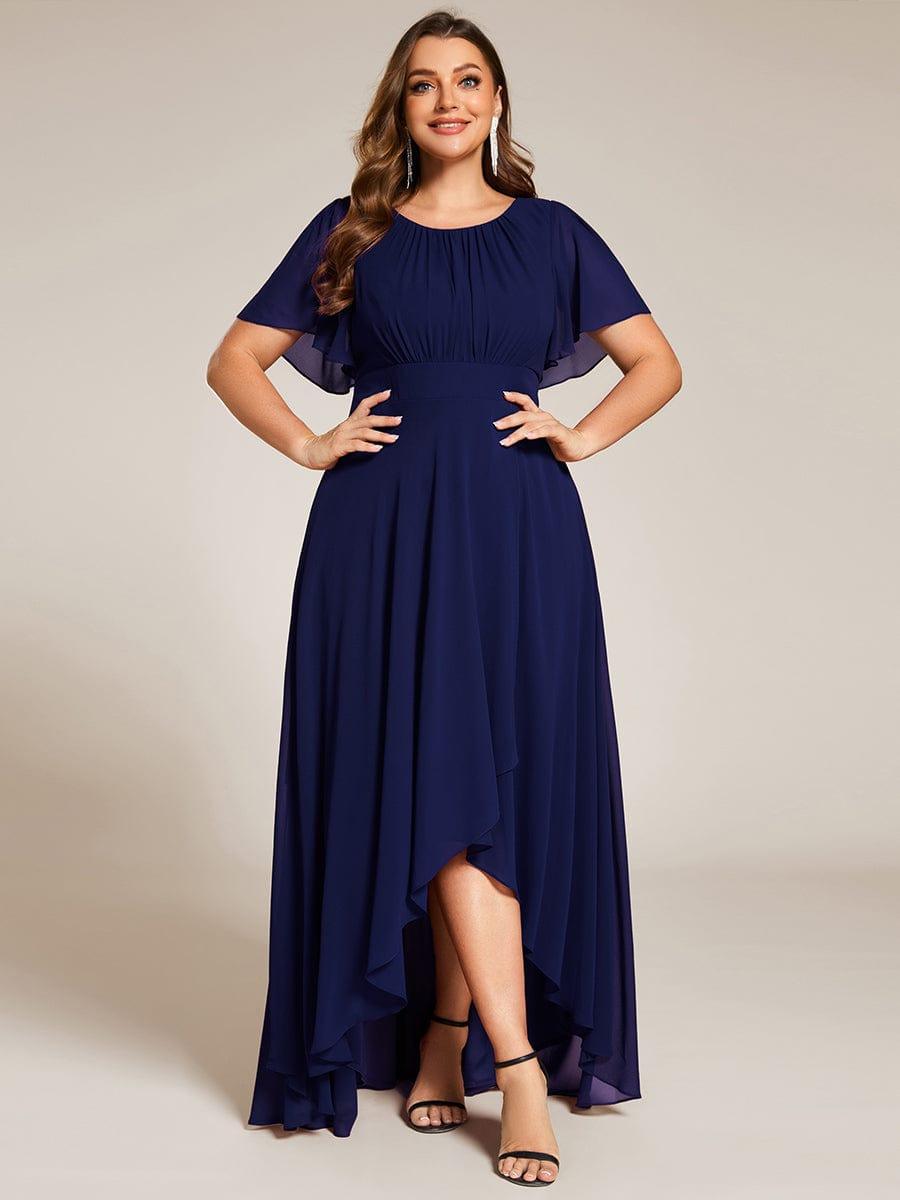 Plus Size A-Line Empire-Waist Short Sleeve Ruffles Chiffon Bridesmaid Dress