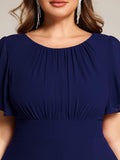 Plus Size A-Line Empire-Waist Short Sleeve Ruffles Chiffon Bridesmaid Dress