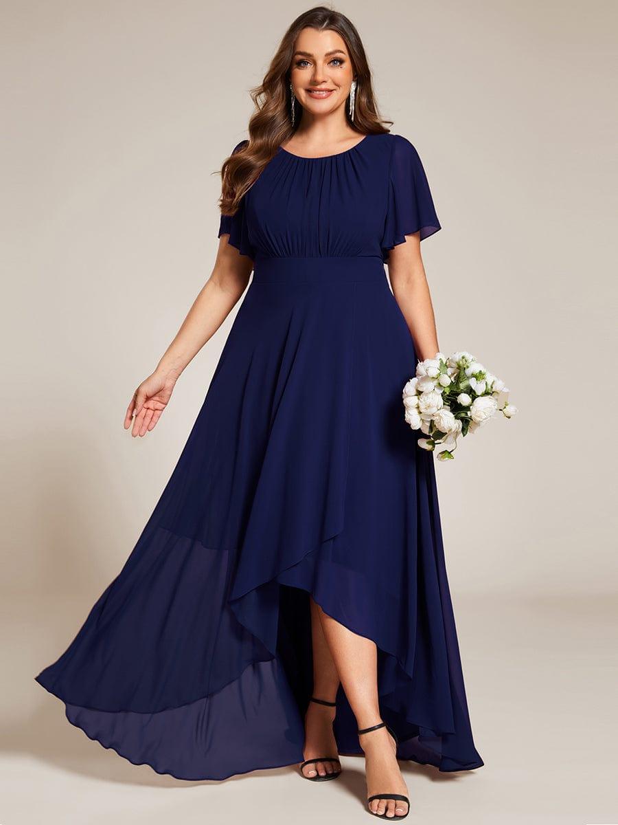 Plus Size A-Line Empire-Waist Short Sleeve Ruffles Chiffon Bridesmaid Dress