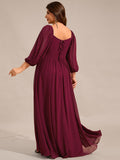 A-Line Plus Size Sweetheart 3/4 Sleeve Chiffon Bridesmaid Dress