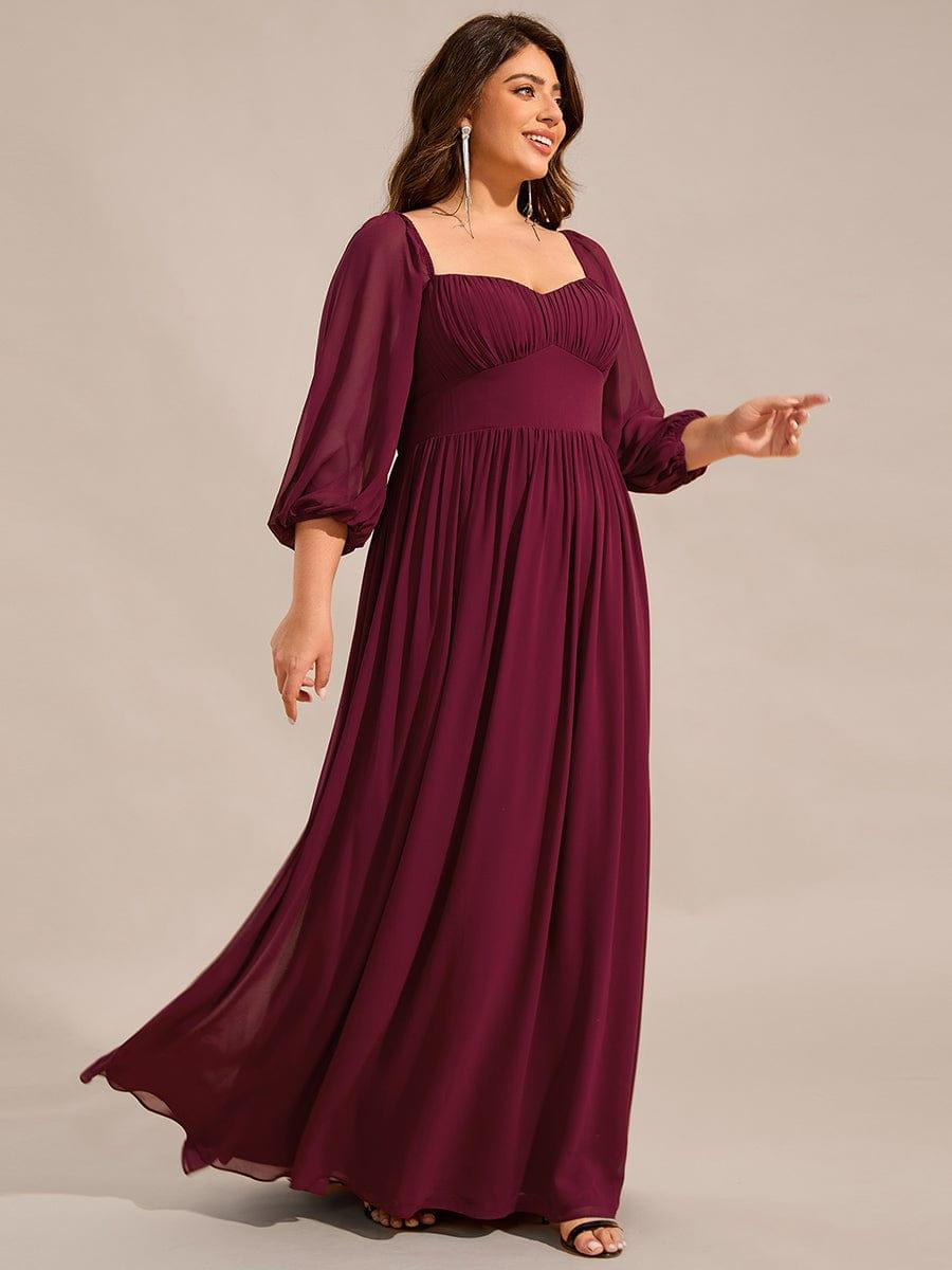 A-Line Plus Size Sweetheart 3/4 Sleeve Chiffon Bridesmaid Dress