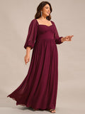 A-Line Plus Size Sweetheart 3/4 Sleeve Chiffon Bridesmaid Dress