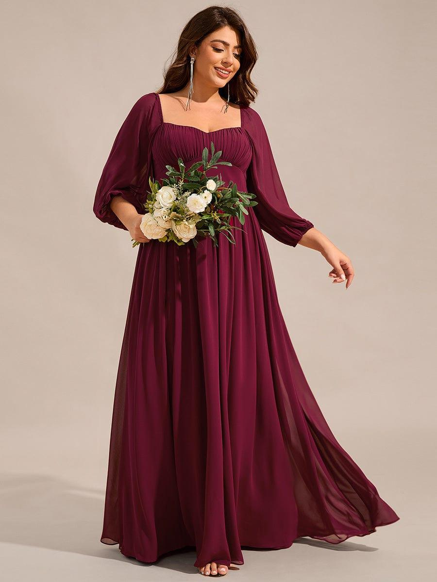 A-Line Plus Size Sweetheart 3/4 Sleeve Chiffon Bridesmaid Dress