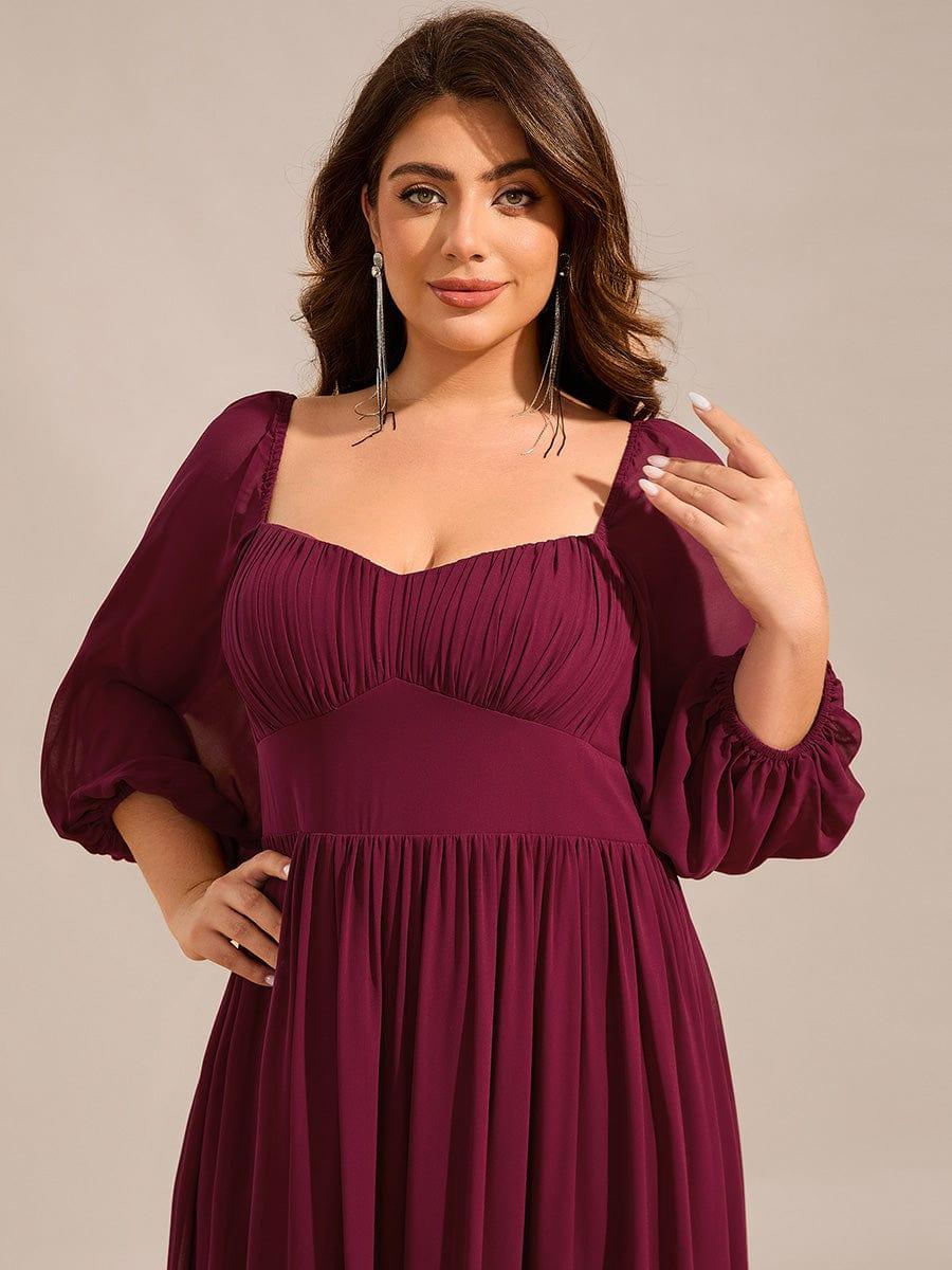 A-Line Plus Size Sweetheart 3/4 Sleeve Chiffon Bridesmaid Dress