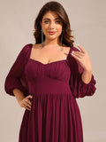 A-Line Plus Size Sweetheart 3/4 Sleeve Chiffon Bridesmaid Dress