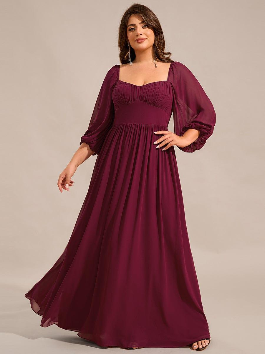 A-Line Plus Size Sweetheart 3/4 Sleeve Chiffon Bridesmaid Dress