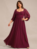 A-Line Plus Size Sweetheart 3/4 Sleeve Chiffon Bridesmaid Dress