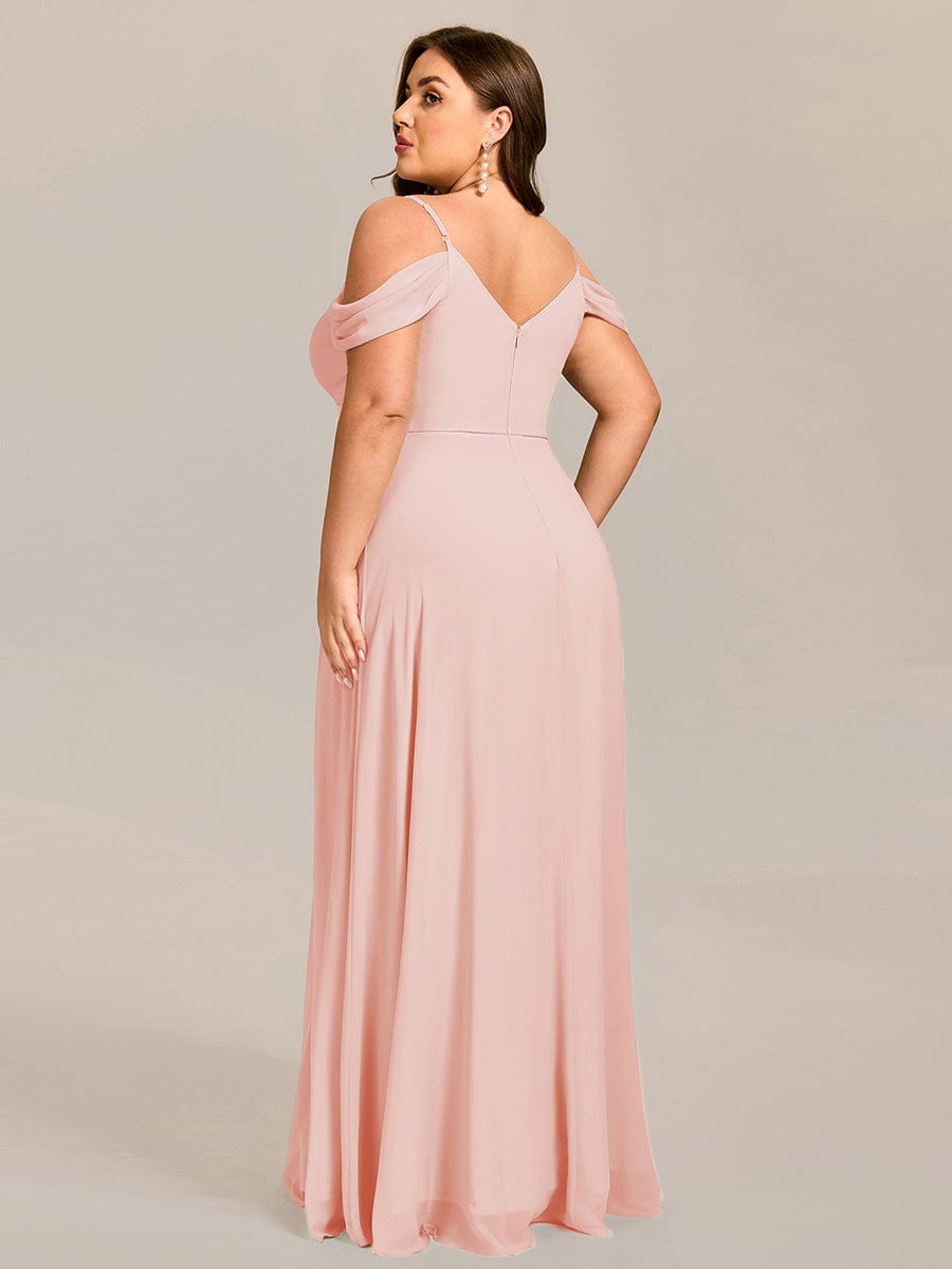 A-Line Spaghetti Strap Empire-Waist V-Neck Pleated Long Bridesmaid Dress