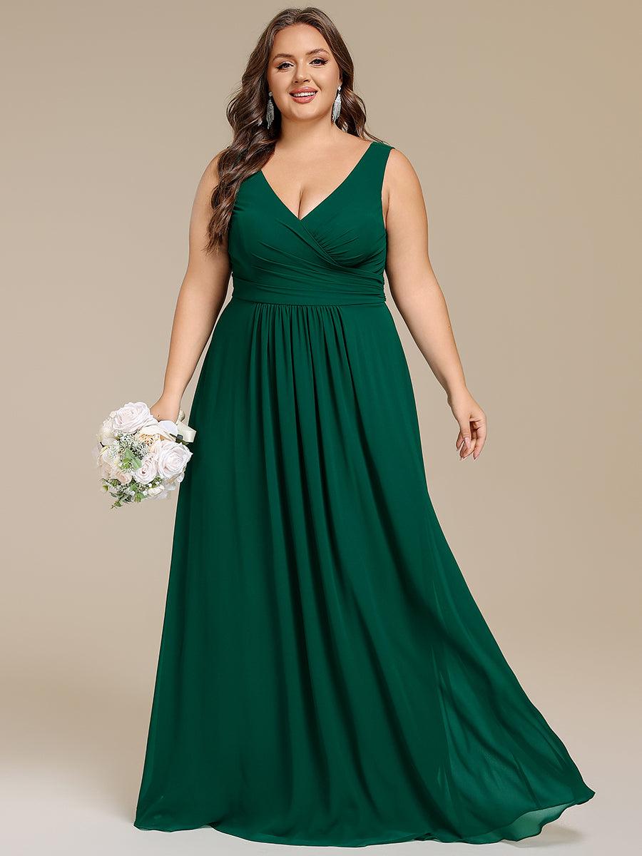 A-Line Pleated V-Neck Straps Sleeveless Chiffon Bridesmaid Dress