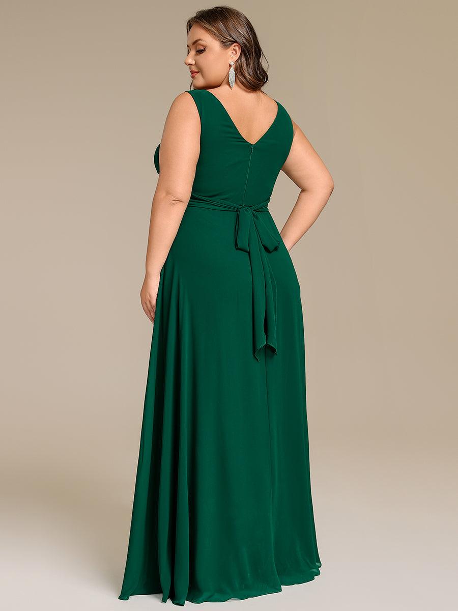 A-Line Pleated V-Neck Straps Sleeveless Chiffon Bridesmaid Dress