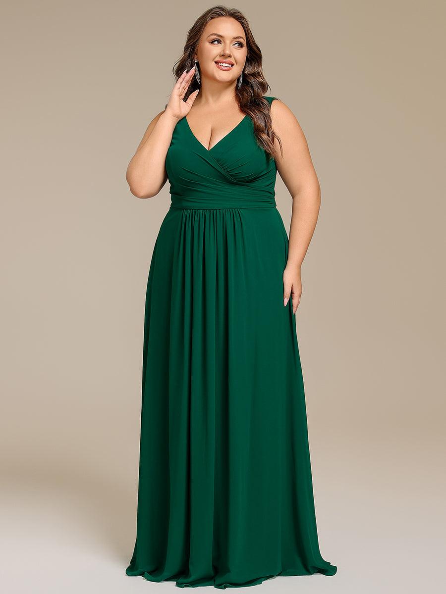 A-Line Pleated V-Neck Straps Sleeveless Chiffon Bridesmaid Dress