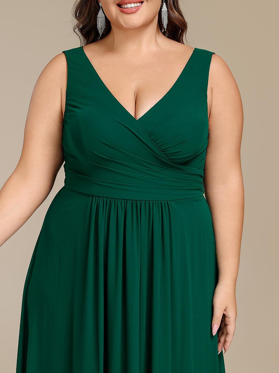 A-Line Pleated V-Neck Straps Sleeveless Chiffon Bridesmaid Dress