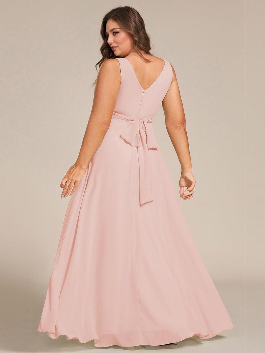 A-Line Pleated V-Neck Straps Sleeveless Chiffon Bridesmaid Dress