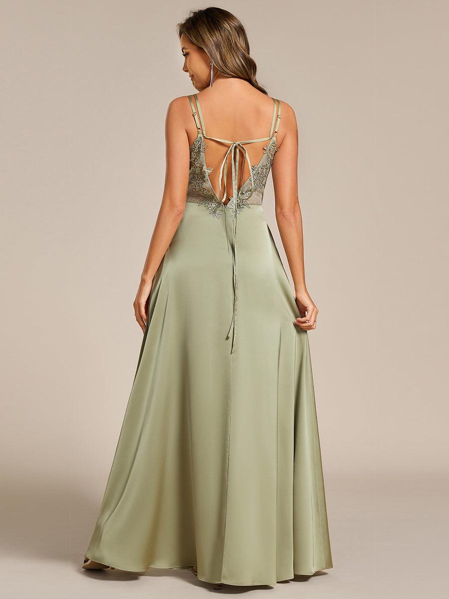 A-Line Empire-Waist Sleeveless Backless Pleated Satin Bridesmaid Dress