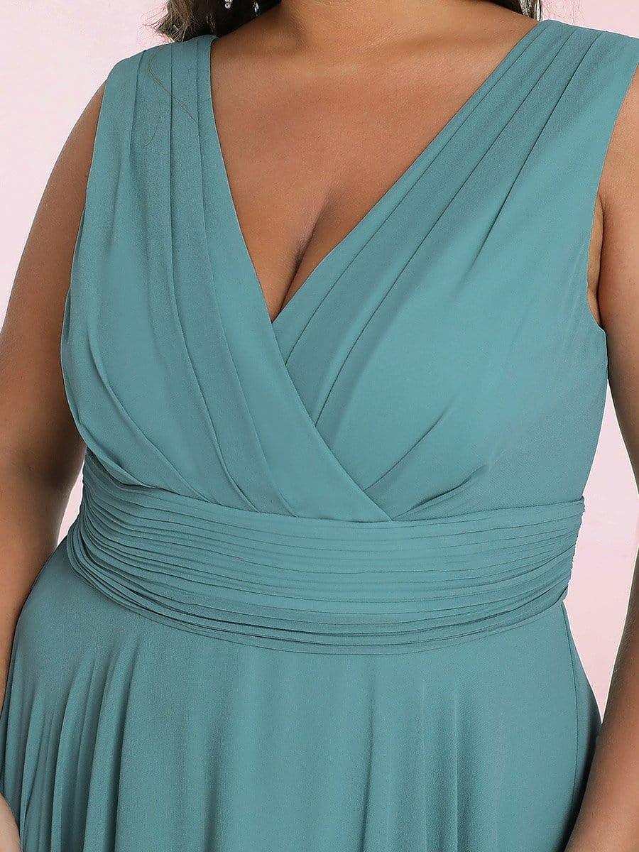 A-Line V-Neck Empire-Waist Sleeveless Midi Chiffon Bridesmaid Dress
