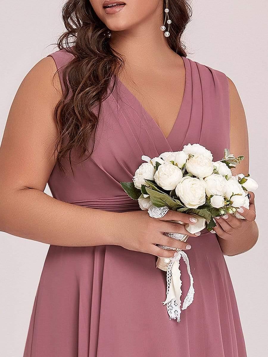 A-Line V-Neck Empire-Waist Sleeveless Midi Chiffon Bridesmaid Dress