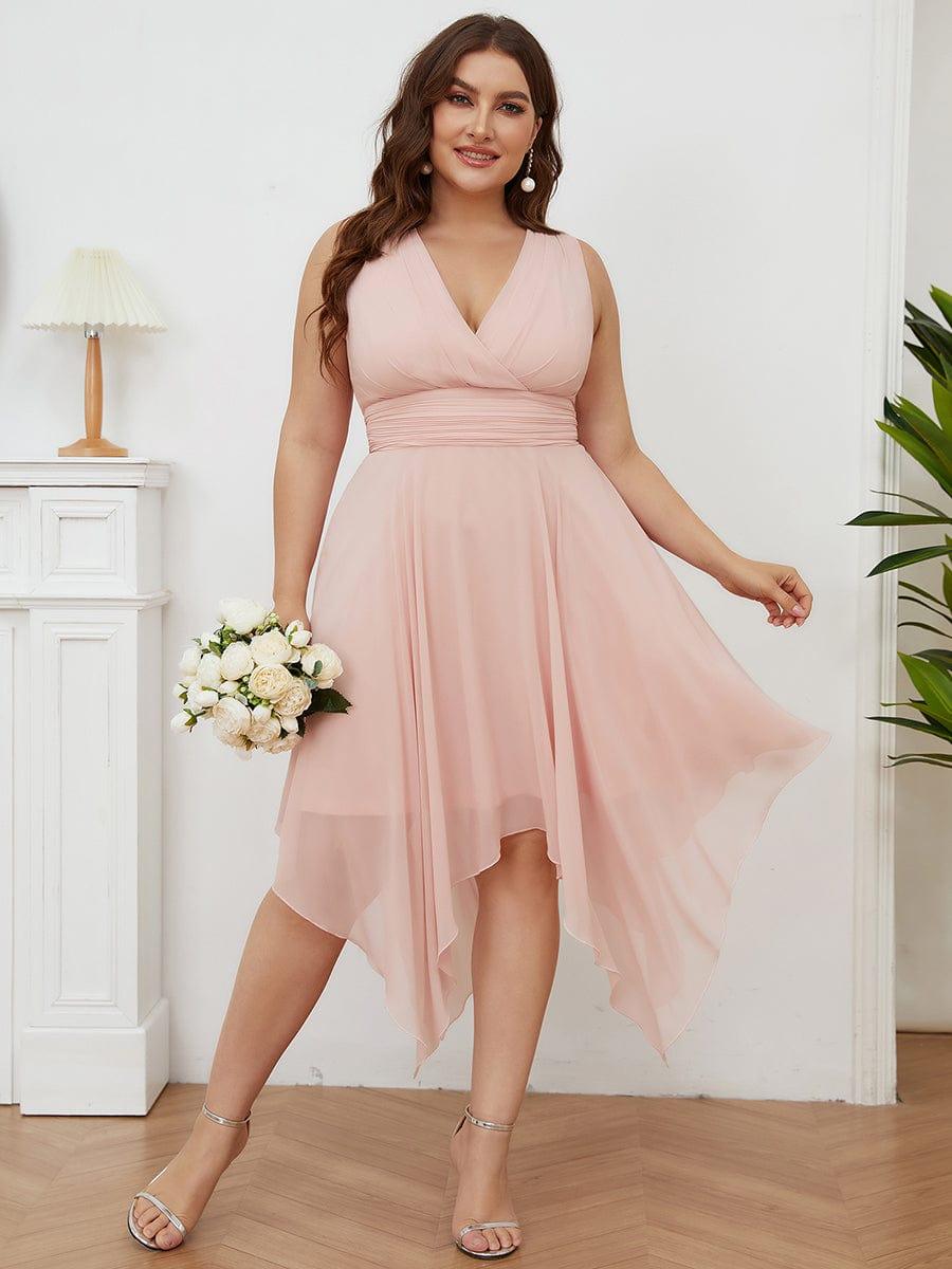 A-Line V-Neck Empire-Waist Sleeveless Midi Chiffon Bridesmaid Dress