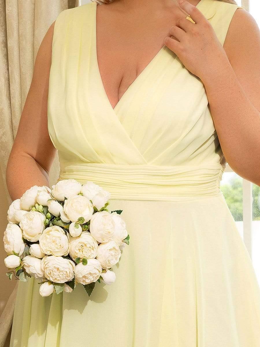 A-Line V-Neck Empire-Waist Sleeveless Midi Chiffon Bridesmaid Dress