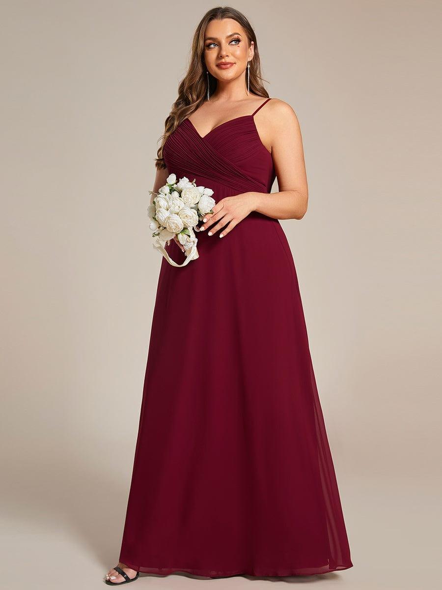 Plus Size V-Neck Backless Sleeveless Chiffon A-Line Dress with Spaghetti Straps